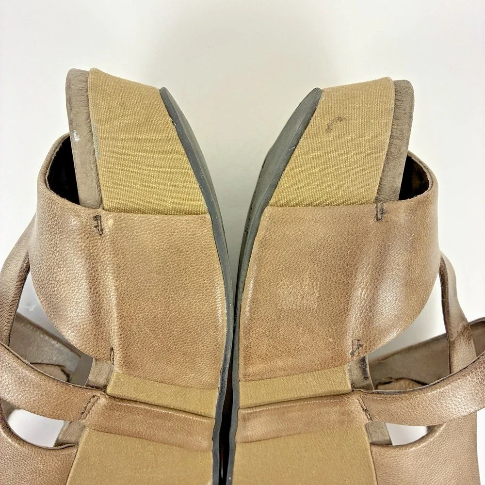Antelope H43 Kaya Women's Metallic Taupe Leather Wedge Sandal EU 37 US 6.5